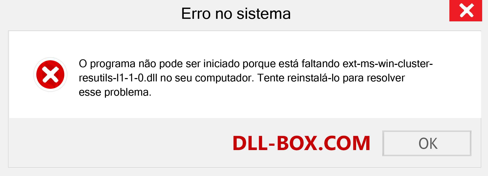 Arquivo ext-ms-win-cluster-resutils-l1-1-0.dll ausente ?. Download para Windows 7, 8, 10 - Correção de erro ausente ext-ms-win-cluster-resutils-l1-1-0 dll no Windows, fotos, imagens